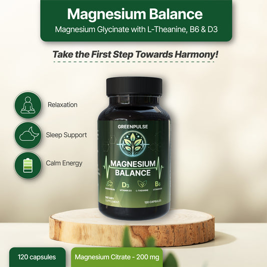 Magnesium Balance – Magnesium with L-Theanine, B6 & D3 for Relaxation, Resilience & Calm Energy - 120 capsules