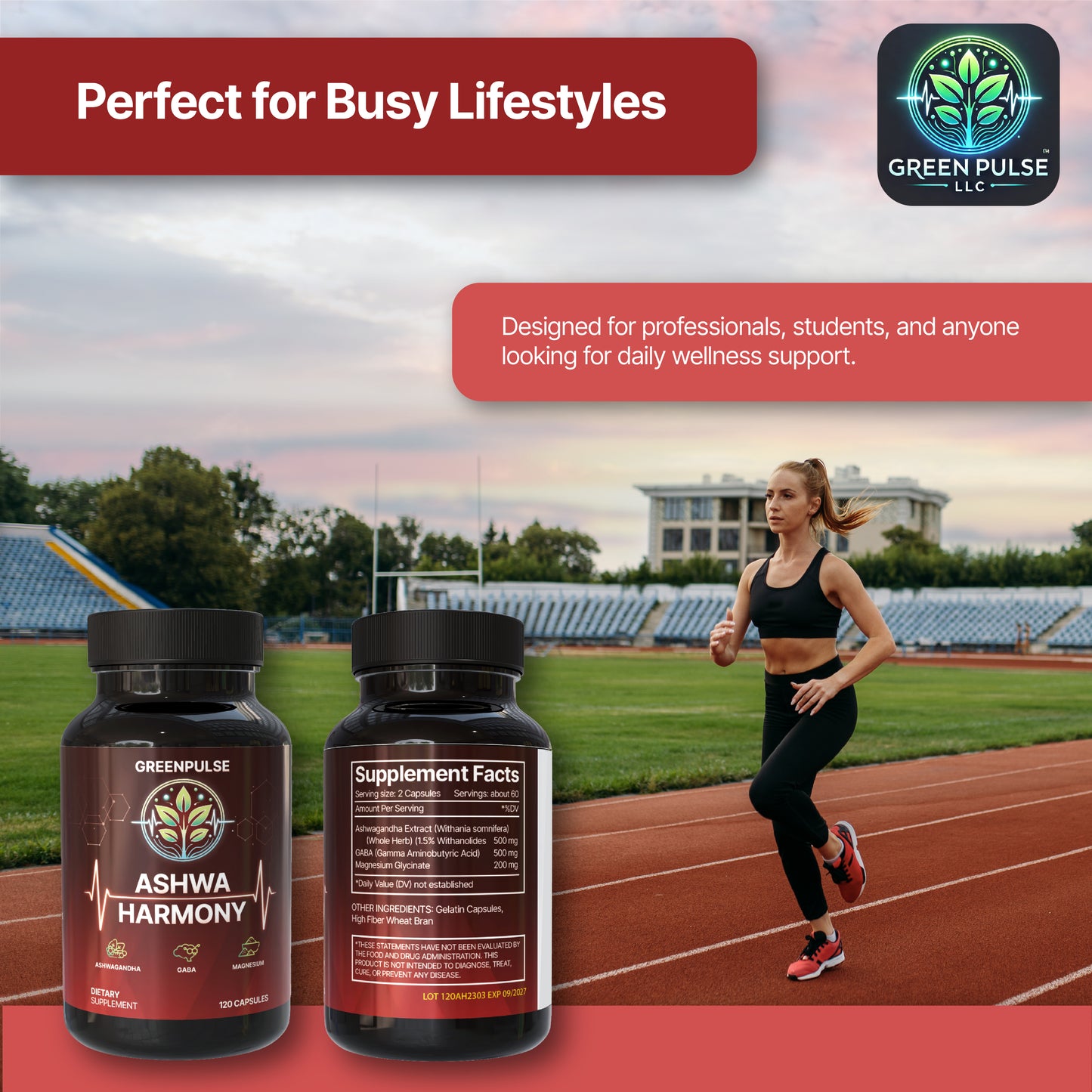 Ashwa Harmony – Adaptogenic Blend with Ashwagandha, GABA, Magnesium Glycinate for Relaxation, Resilience & Calm - 120 capsules