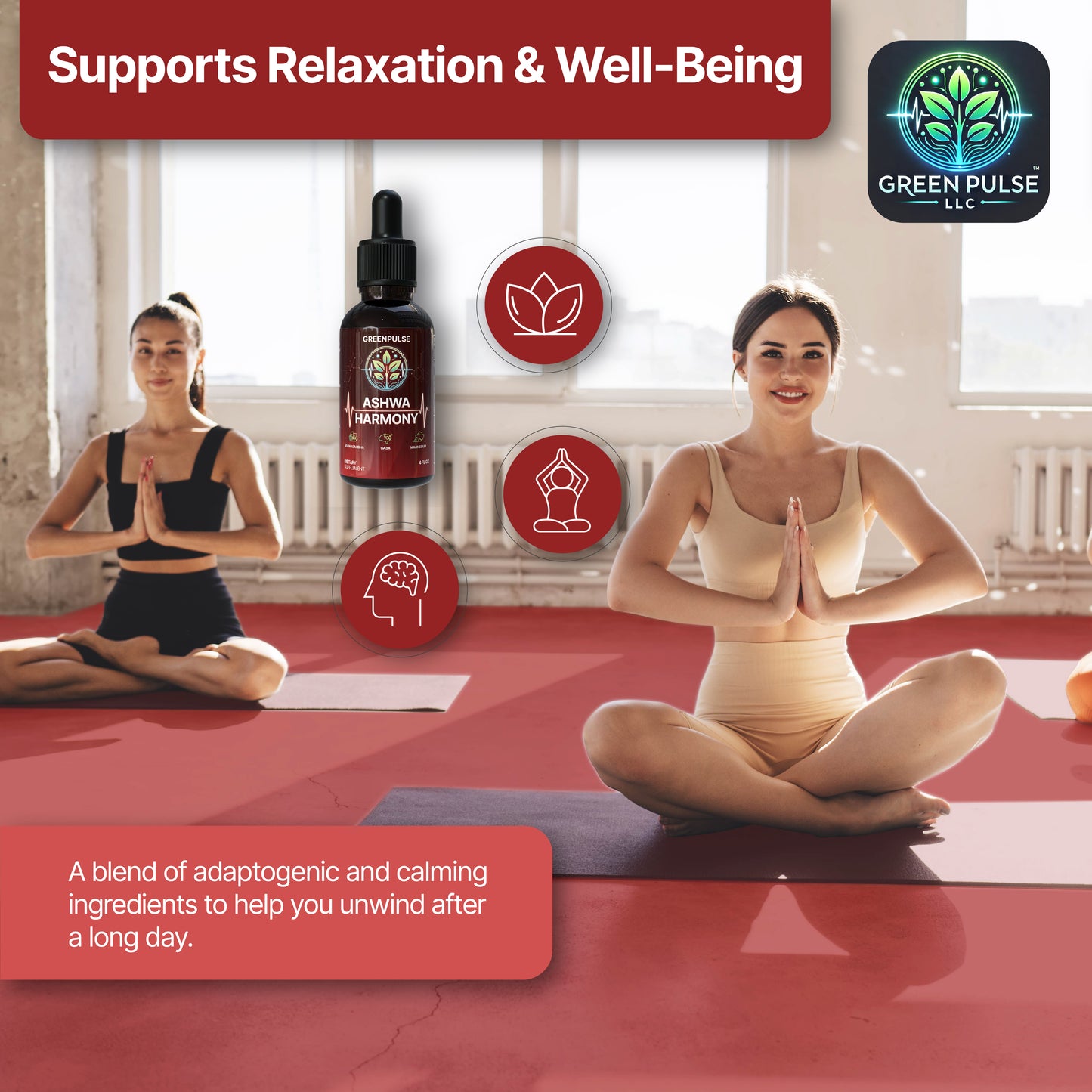 Ashwa Harmony – Adaptogenic Blend with Ashwaghanda, GABA, Magnesiuym Glycinate for Relaxation, Resilience & Calm - 4 fl oz